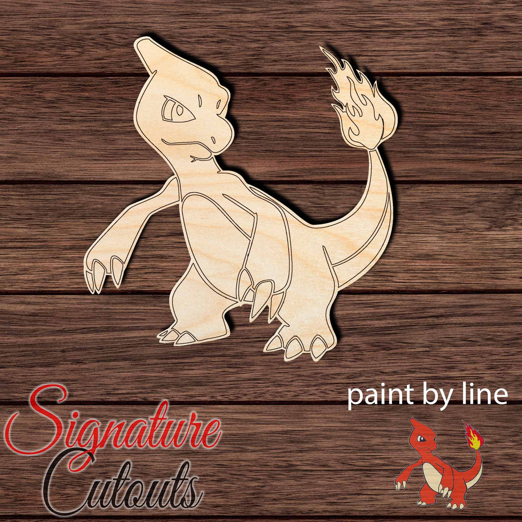 Anime 024 - Charmeleon Shape Cutout in Wood Craft Shapes & Bases Signature Cutouts