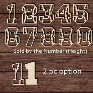 Baseball Numbers 001 Shape Cutout in Wood Craft Shapes & Bases Signature Cutouts