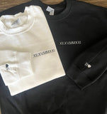 Custom Embroidered Roman Numeral Sweatshirt, Couple Shirt Initial On Sleeve, Anniversary Year, Personalized Date Hoodie, Valentines Day Gift Signature Apparel Unisex Sweatshirt