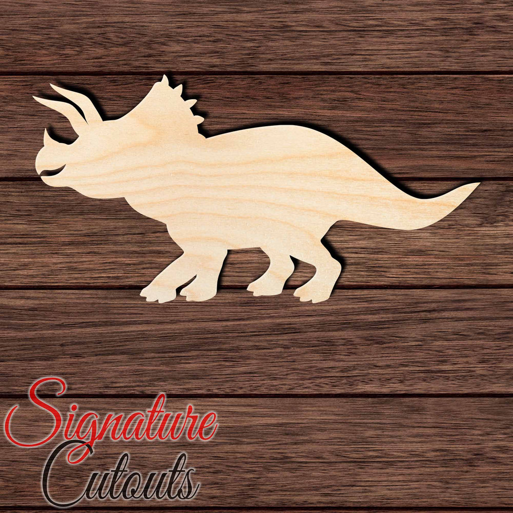 Dinosaur 039 - Triceratops Shape Cutout in Wood Craft Shapes & Bases Signature Cutouts