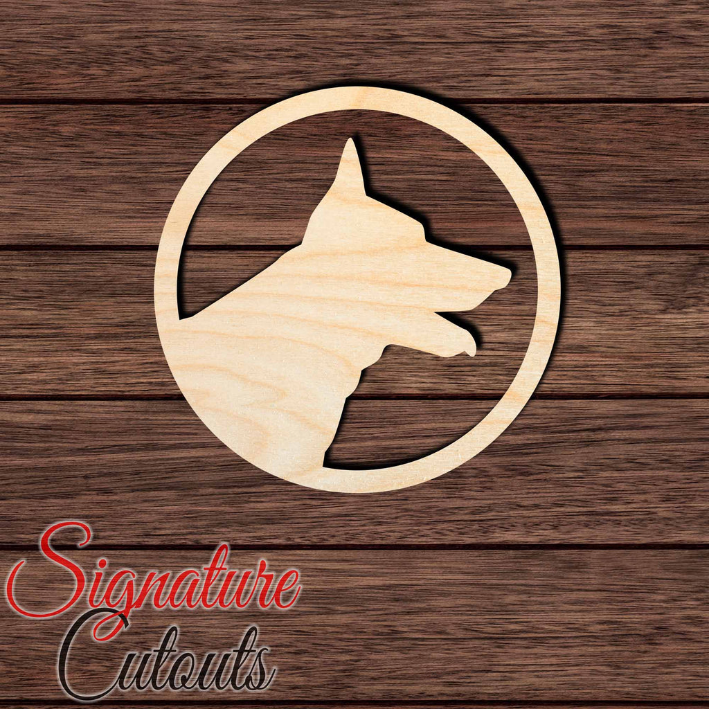 German Shepherd in Circle Shape Cutout in Wood Craft Shapes & Bases Signature Cutouts