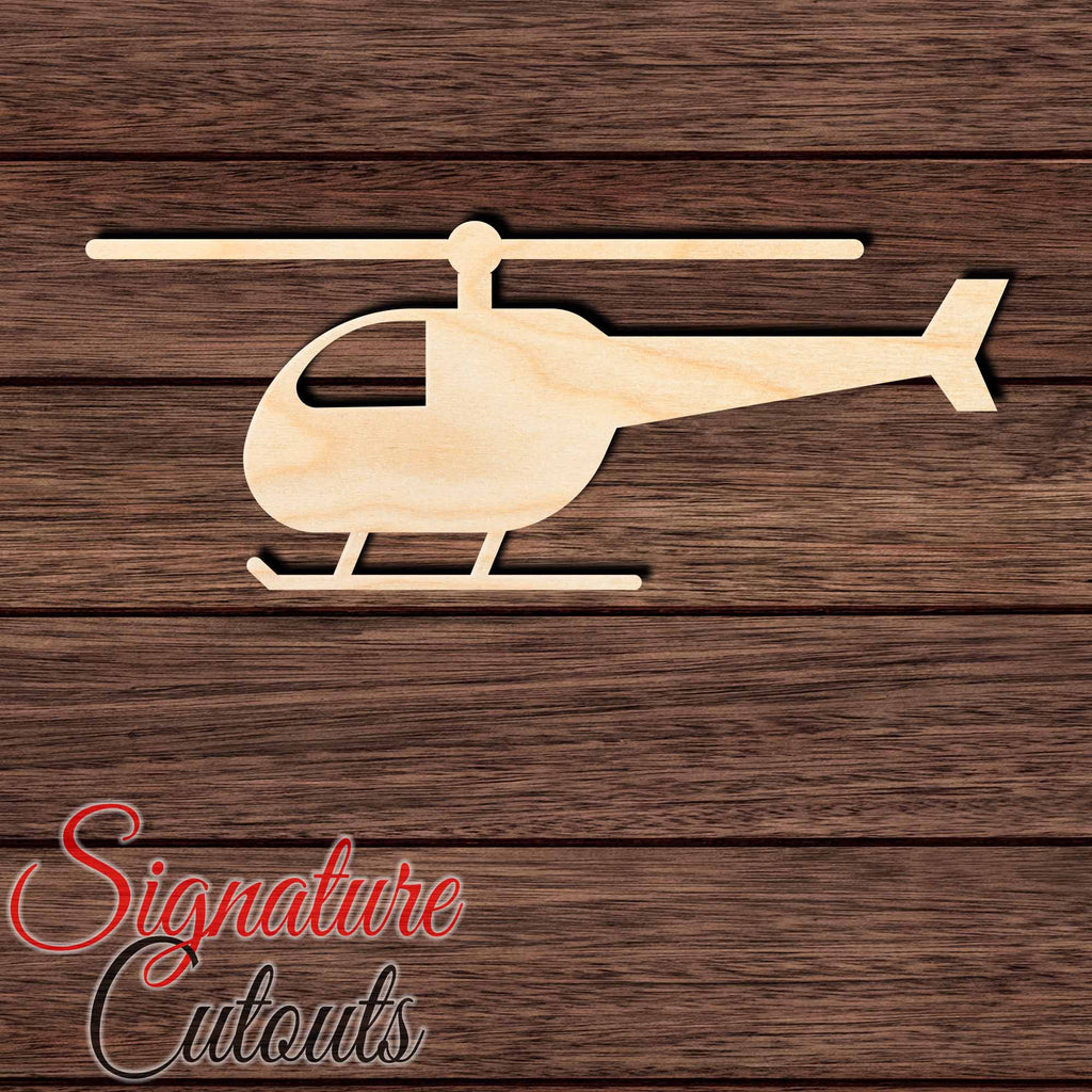 Helicopter 003 Shape Cutout in Wood Craft Shapes & Bases Signature Cutouts