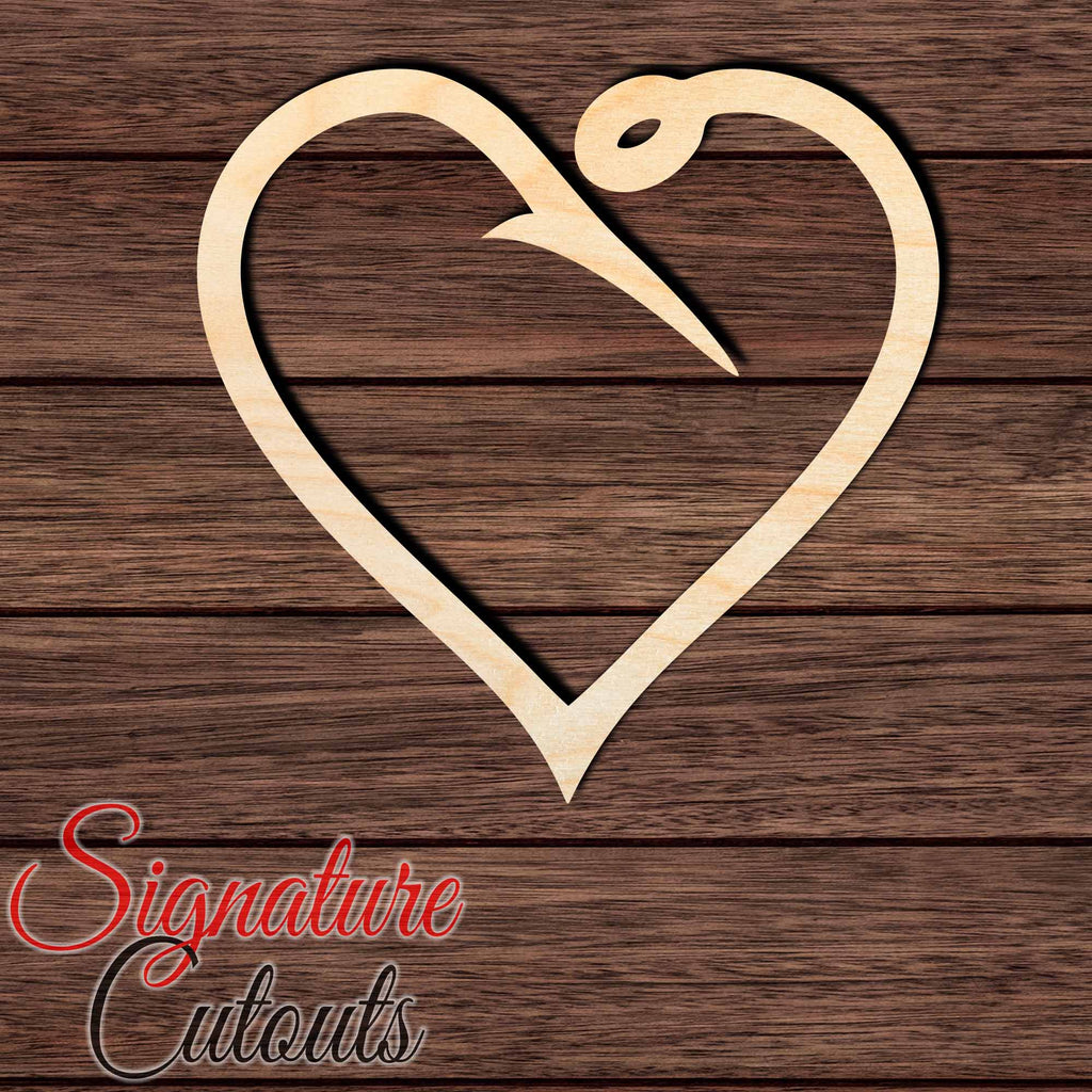 Hook Heart 0012 Shape Cutout in Wood Craft Shapes & Bases Signature Cutouts