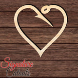 Hook Heart 0012 Shape Cutout in Wood Craft Shapes & Bases Signature Cutouts