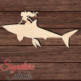 Mermaid riding Shark Shape Cutout in Wood Craft Shapes & Bases Signature Cutouts