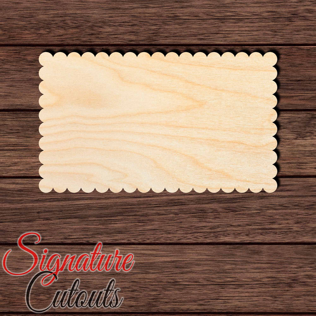 Scalloped Rectangle 001 Shape Cutout in Wood Craft Shapes & Bases Signature Cutouts