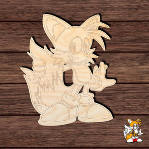 Sonic 003 - Tails Wood Shape Cutout - Paint by Line Craft Shapes & Bases Signature Cutouts