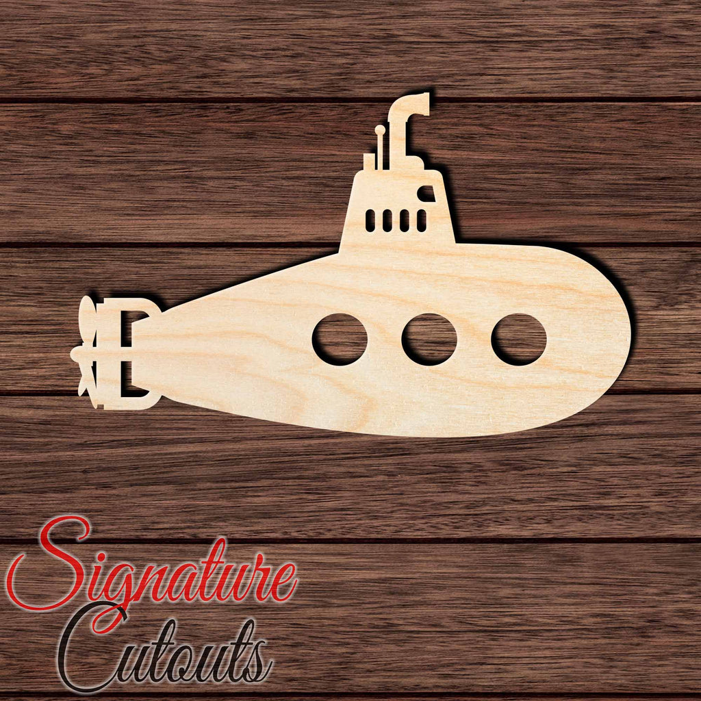 Submarine 003 Shape Cutout in Wood Craft Shapes & Bases Signature Cutouts