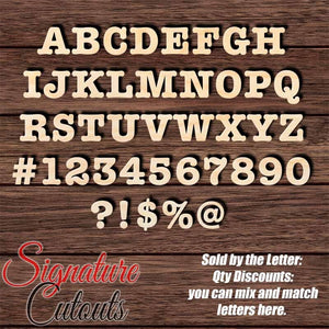 Typewriter Text Font Letter Shape Cutout - Sold by the Letter • Measured by Height Craft Shapes & Bases Signature Cutouts
