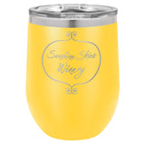 12 oz. Stemless Stainless Steel Wine Tumbler Signature Laser Engraving Yellow 