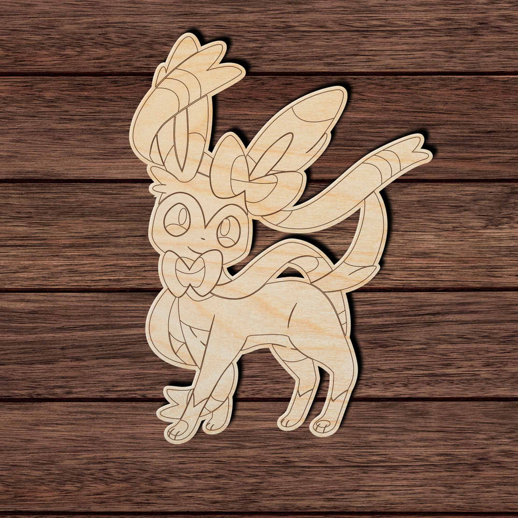 Anime 021 - Sylveon Shape Cutout in Wood Craft Shapes & Bases Signature Cutouts