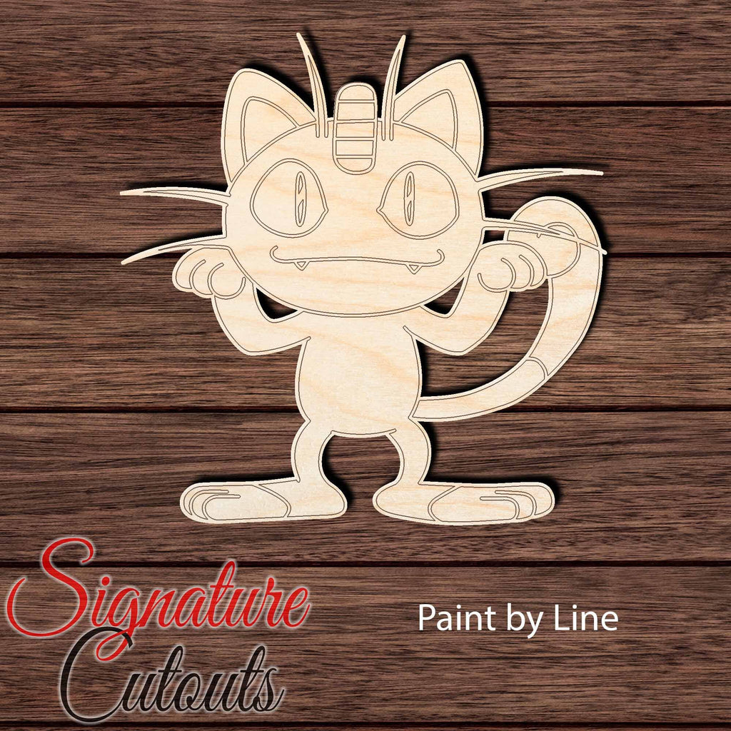 Anime Meowth 001 Shape Cutout in Wood, Acrylic or Acrylic Mirror Craft Shapes & Bases Signature Cutouts