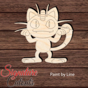 Anime Meowth 001 Shape Cutout in Wood, Acrylic or Acrylic Mirror Craft Shapes & Bases Signature Cutouts