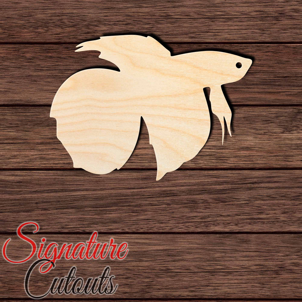 Beta Fish Shape Cutout in Wood, Acrylic or Acrylic Mirror - Signature Cutouts