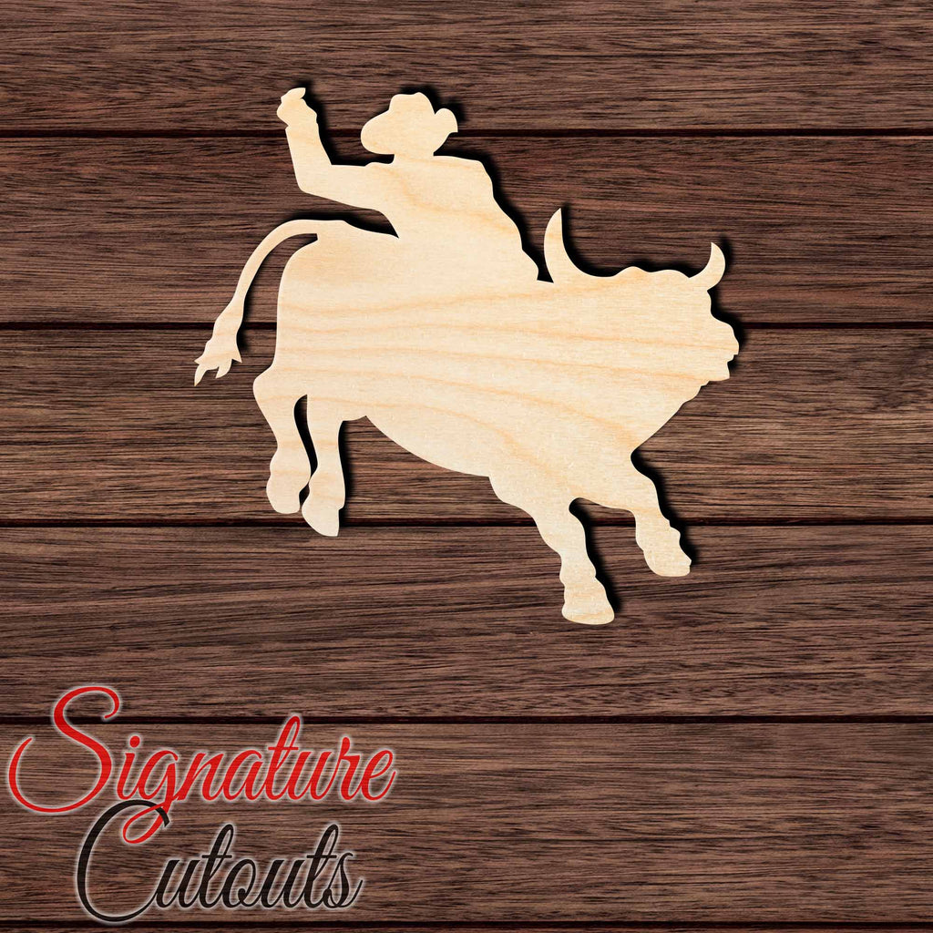 Bull Rider 001 Shape Cutout in Wood, Acrylic or Acrylic Mirror - Signature Cutouts