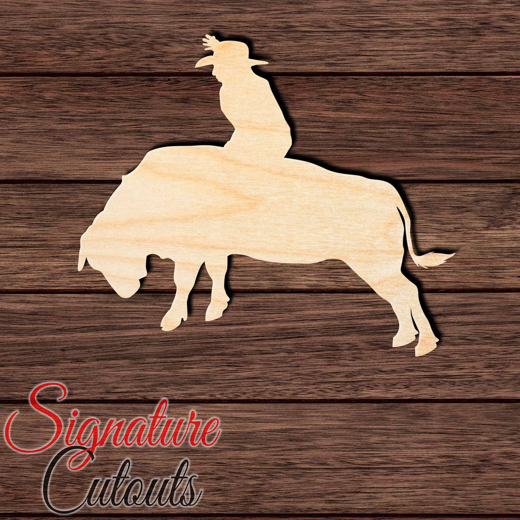 Bull Rider 003 Shape Cutout in Wood, Acrylic or Acrylic Mirror - Signature Cutouts