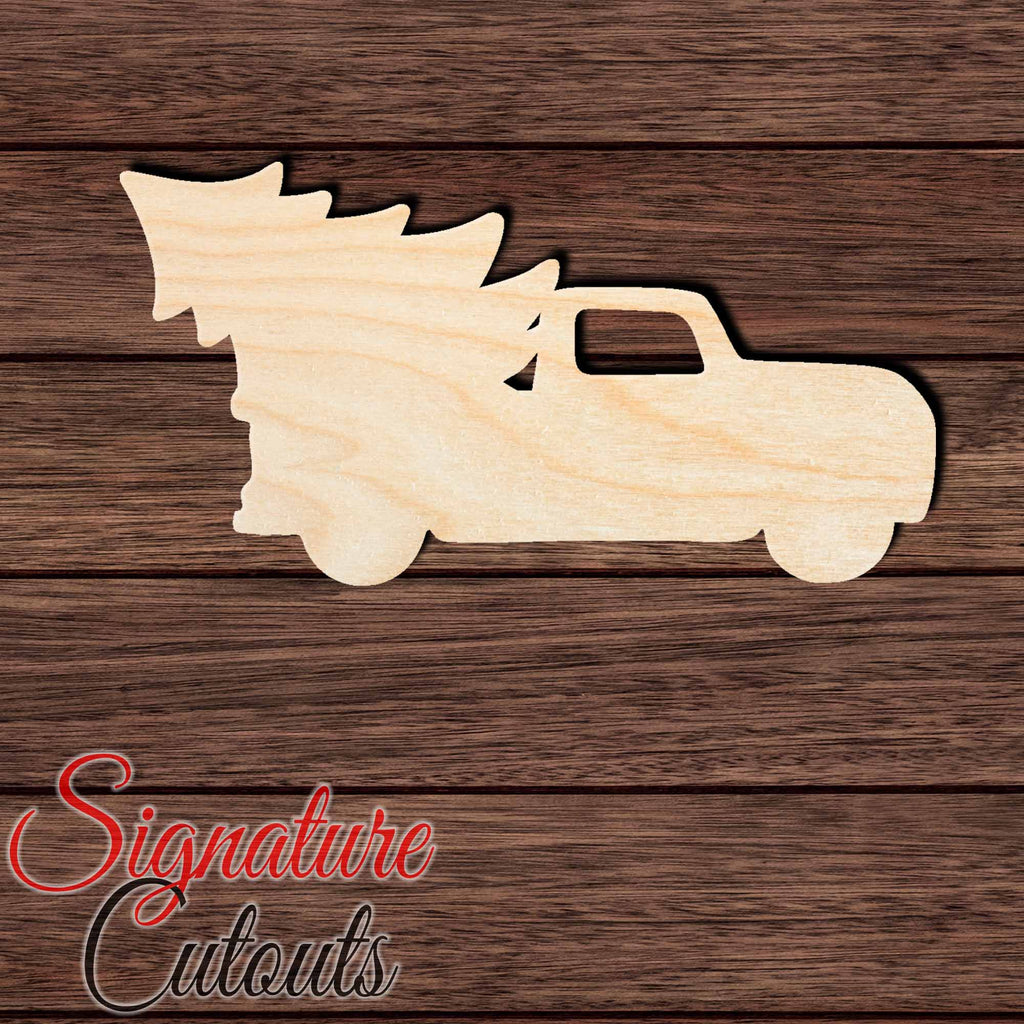 Christmas Tree Truck 002 Shape Cutout in Wood, Acrylic or Acrylic Mirror Craft Shapes & Bases Signature Cutouts