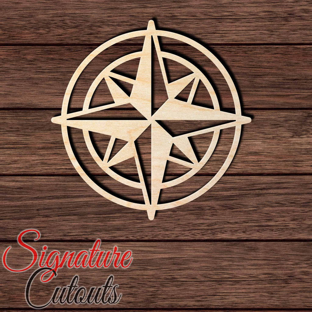 Compass 006 Shape Cutout in Wood, Acrylic or Acrylic Mirror - Signature Cutouts