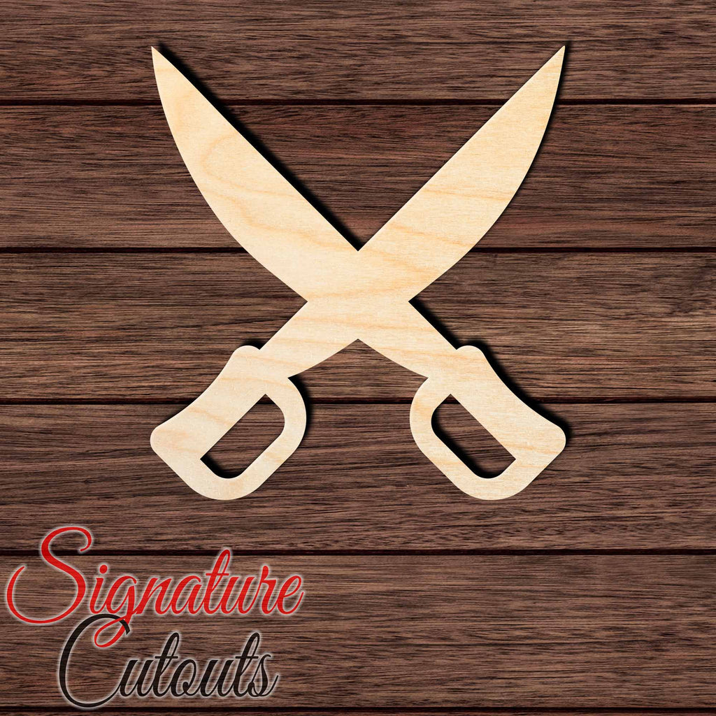 Crossed Swords 001 Shape Cutout in Wood, Acrylic or Acrylic Mirror Craft Shapes & Bases Signature Cutouts 3 inches Wood (3/16 in. thick birch plywood)