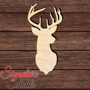 Deer Head 002 Shape Cutout in Wood, Acrylic or Acrylic Mirror - Signature Cutouts