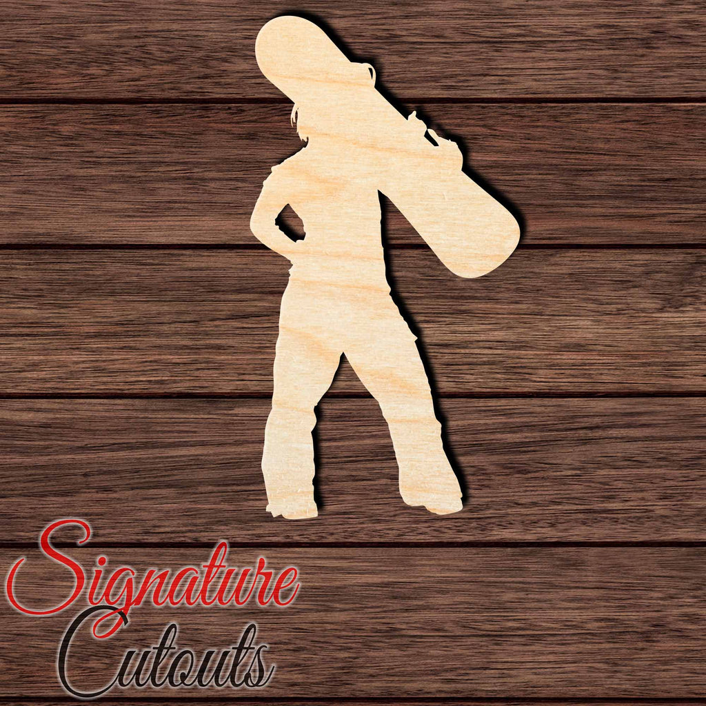 Female Snowboarder 006 Shape Cutout in Wood, Acrylic or Acrylic Mirror - Signature Cutouts