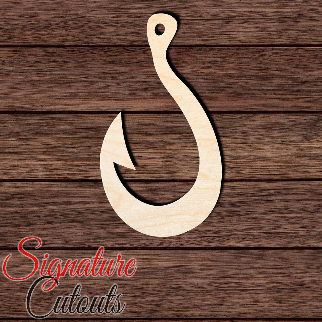 Fishing Hook 002 Shape Cutout in Wood, Acrylic or Acrylic Mirror Craft Shapes & Bases Signature Cutouts