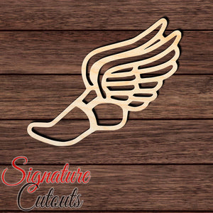 Flying Track Shoe 001 Shape Cutout in Wood, Acrylic or Acrylic Mirror Craft Shapes & Bases Signature Cutouts 3 inches Wood (3/16 in. thick birch plywood)