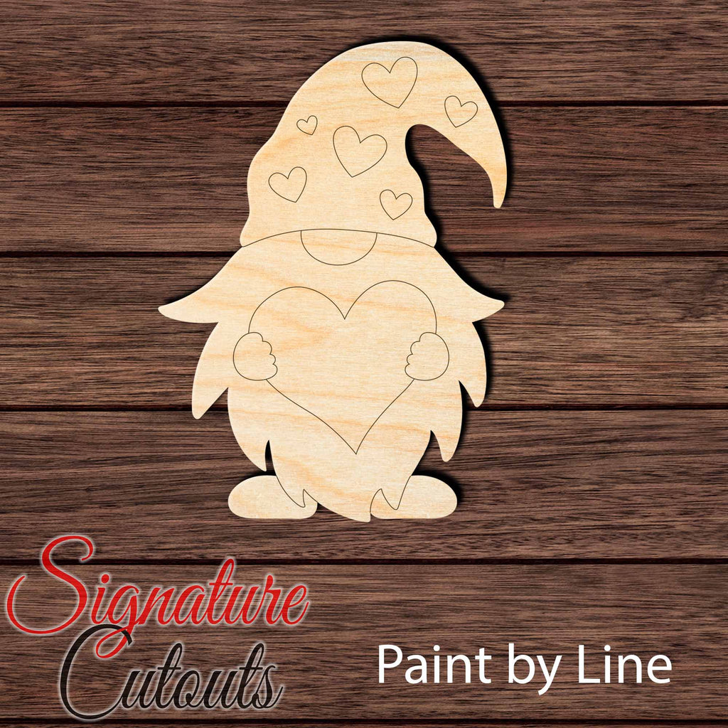 Gnome 005 Holding Heart Shape Cutout - Paint by Line Craft Shapes & Bases Signature Cutouts