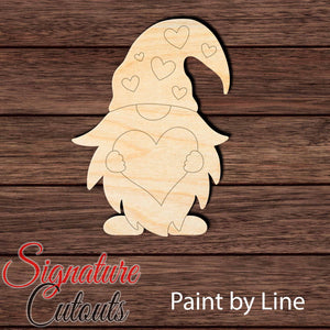 Gnome 005 Holding Heart Shape Cutout - Paint by Line Craft Shapes & Bases Signature Cutouts