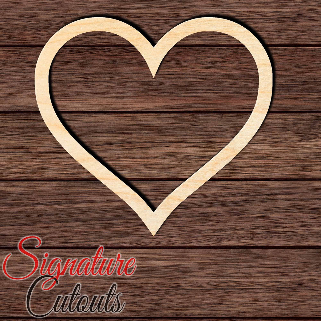 Heart Outline 001 Shape Cutout in Wood, Acrylic or Acrylic Mirror Craft Shapes & Bases Signature Cutouts