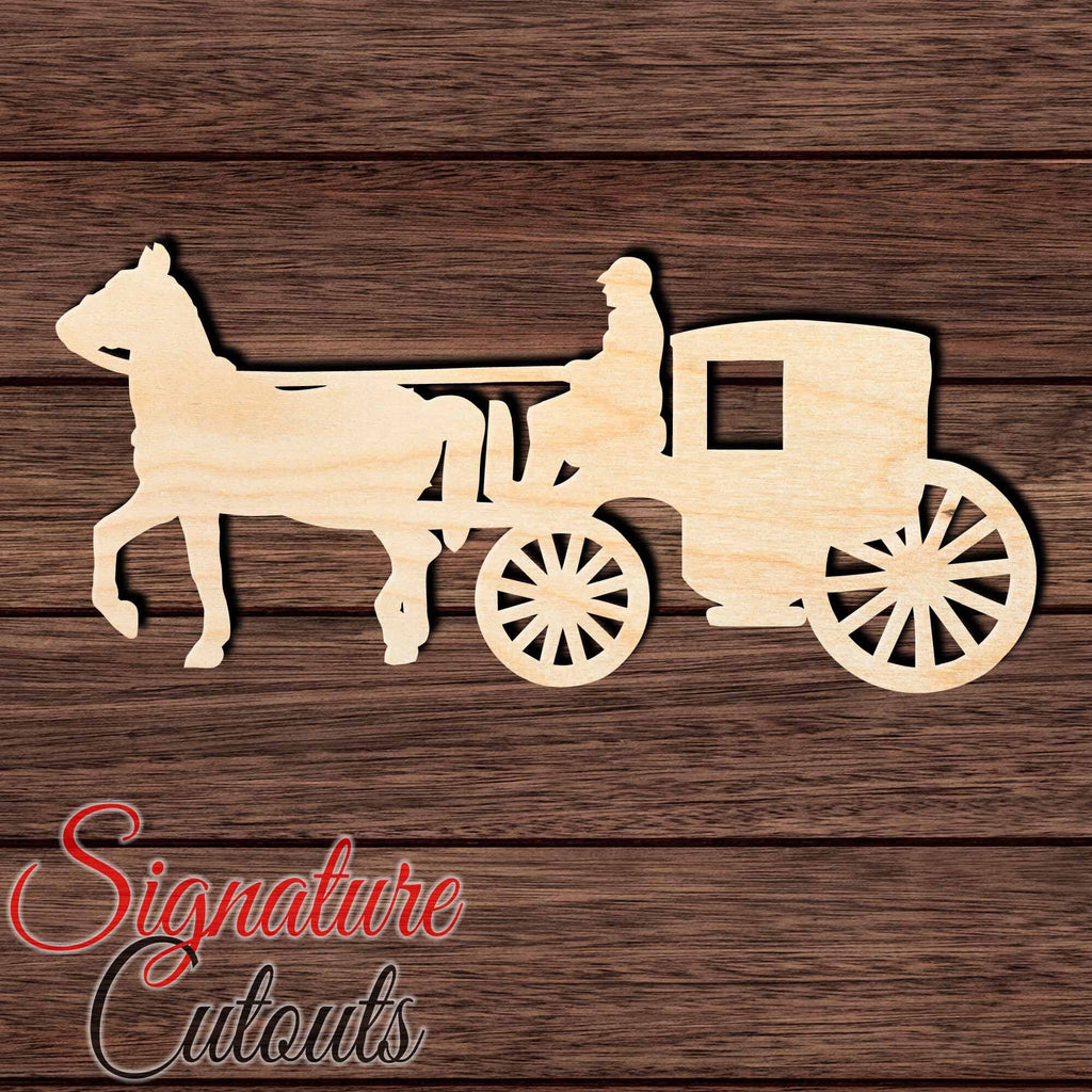 Horse Carriage 001 Shape Cutout in Wood, Acrylic or Acrylic Mirror Craft Shapes & Bases Signature Cutouts