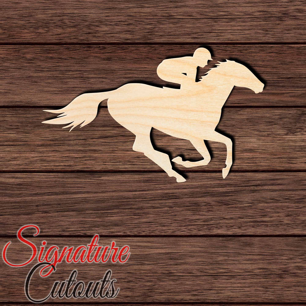 Horse Jockey 001 Shape Cutout in Wood, Acrylic or Acrylic Mirror Craft Shapes & Bases Signature Cutouts