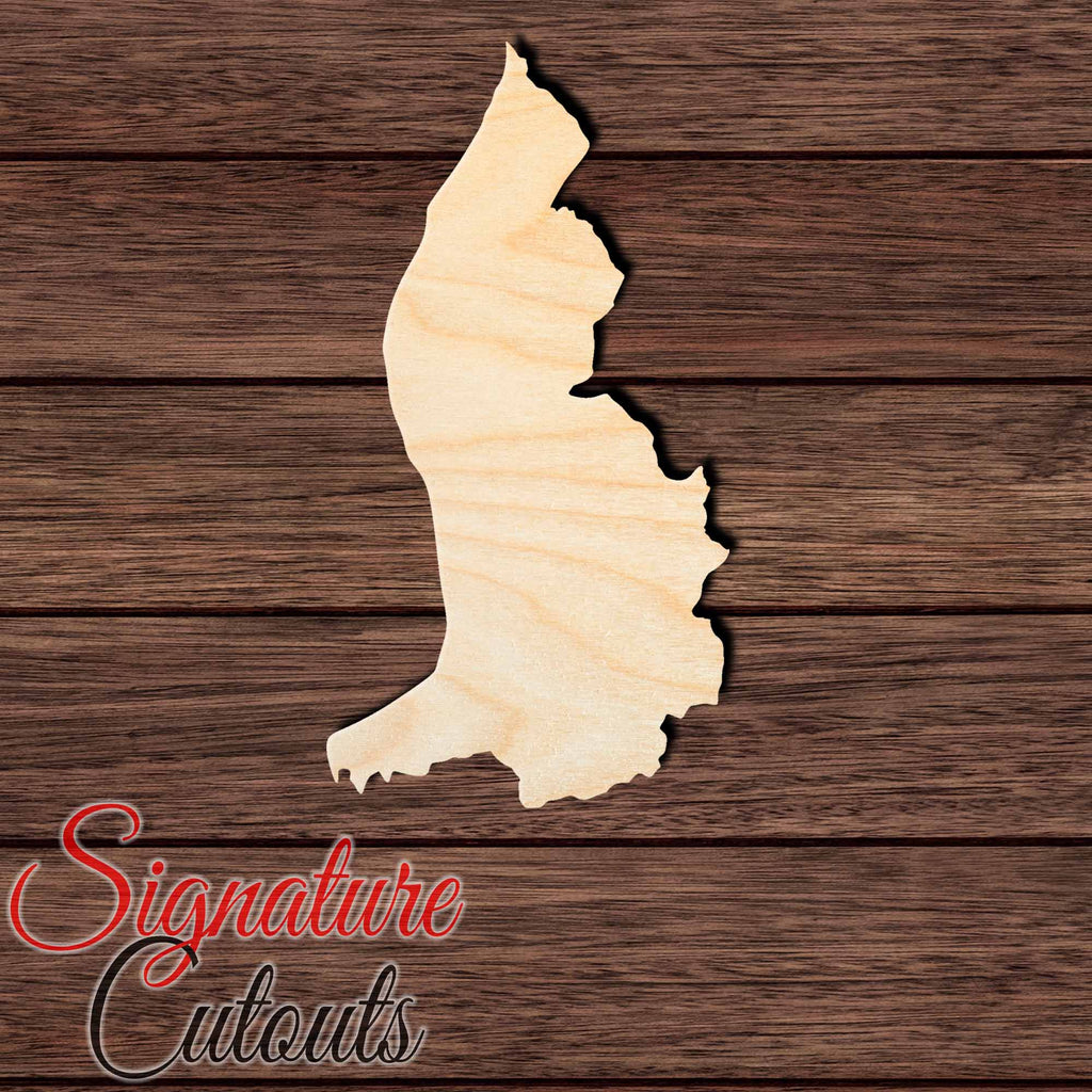 Liechtenstein Shape Cutout in Wood, Acrylic or Acrylic Mirror - Signature Cutouts