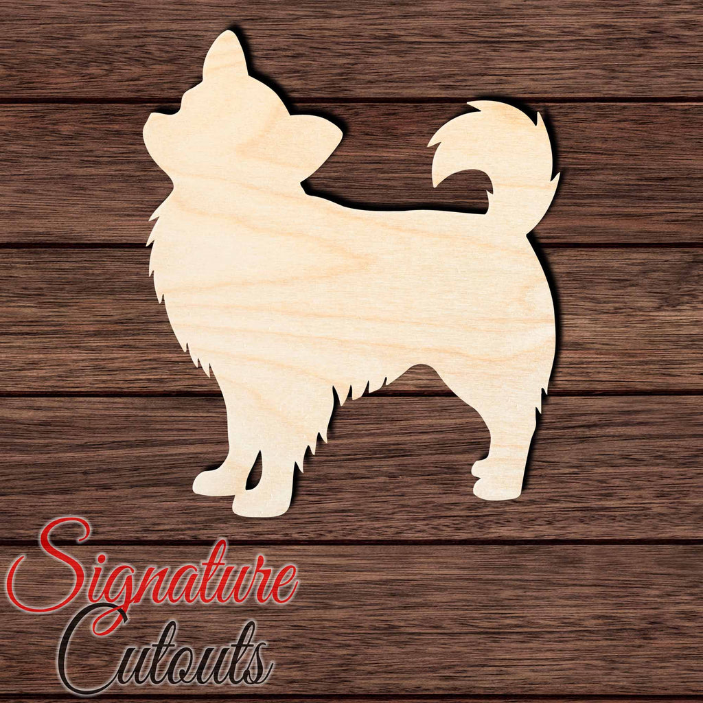 Long Haired Chihuahua 004 Shape Cutout in Wood, Acrylic or Acrylic Mirror Craft Shapes & Bases Signature Cutouts
