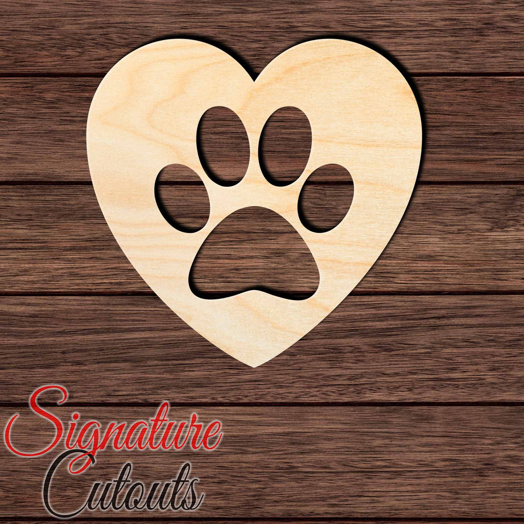 Love Paw 004 Shape Cutout in Wood, Acrylic or Acrylic Mirror Craft Shapes & Bases Signature Cutouts