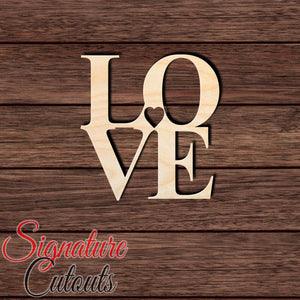 Love Stacked 002 - With Heart Shape Cutout in Wood, Acrylic or Acrylic Mirror - Signature Cutouts