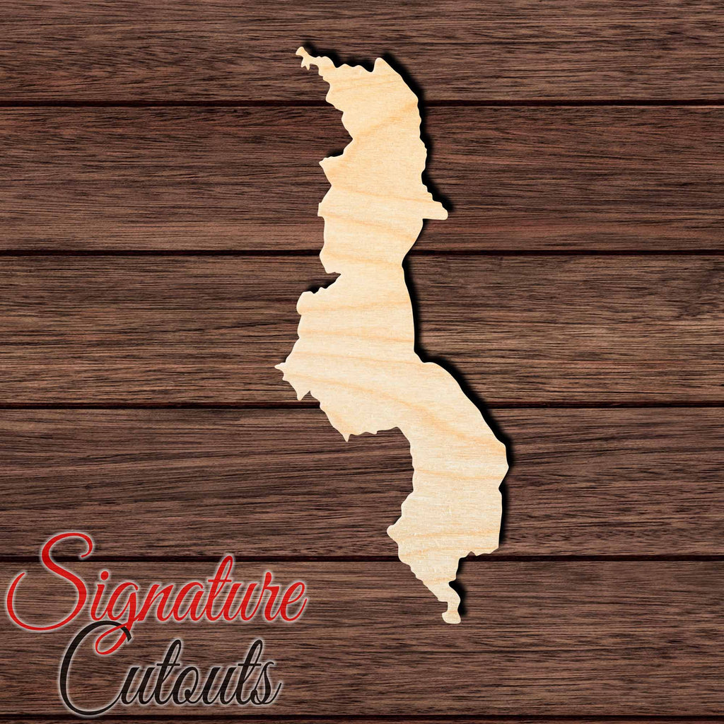 Malawi Shape Cutout in Wood, Acrylic or Acrylic Mirror - Signature Cutouts