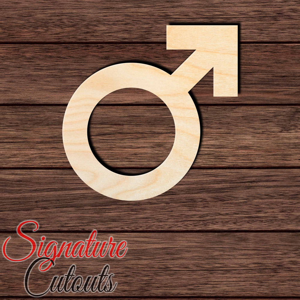 Male Gender Symbol 001 Shape Cutout in Wood, Acrylic or Acrylic Mirror - Signature Cutouts