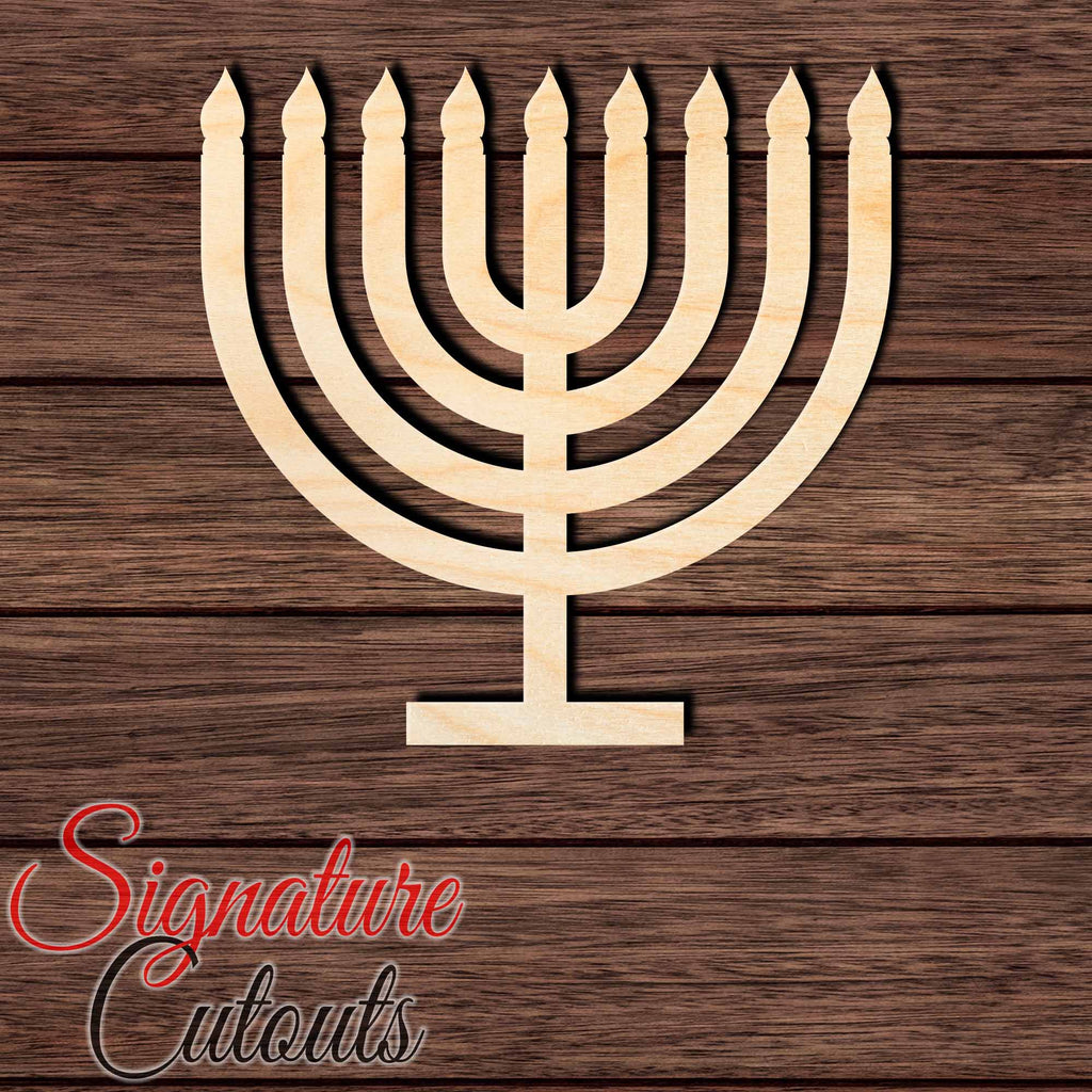 Menorah 001 Shape Cutout in Wood, Acrylic or Acrylic Mirror - Signature Cutouts