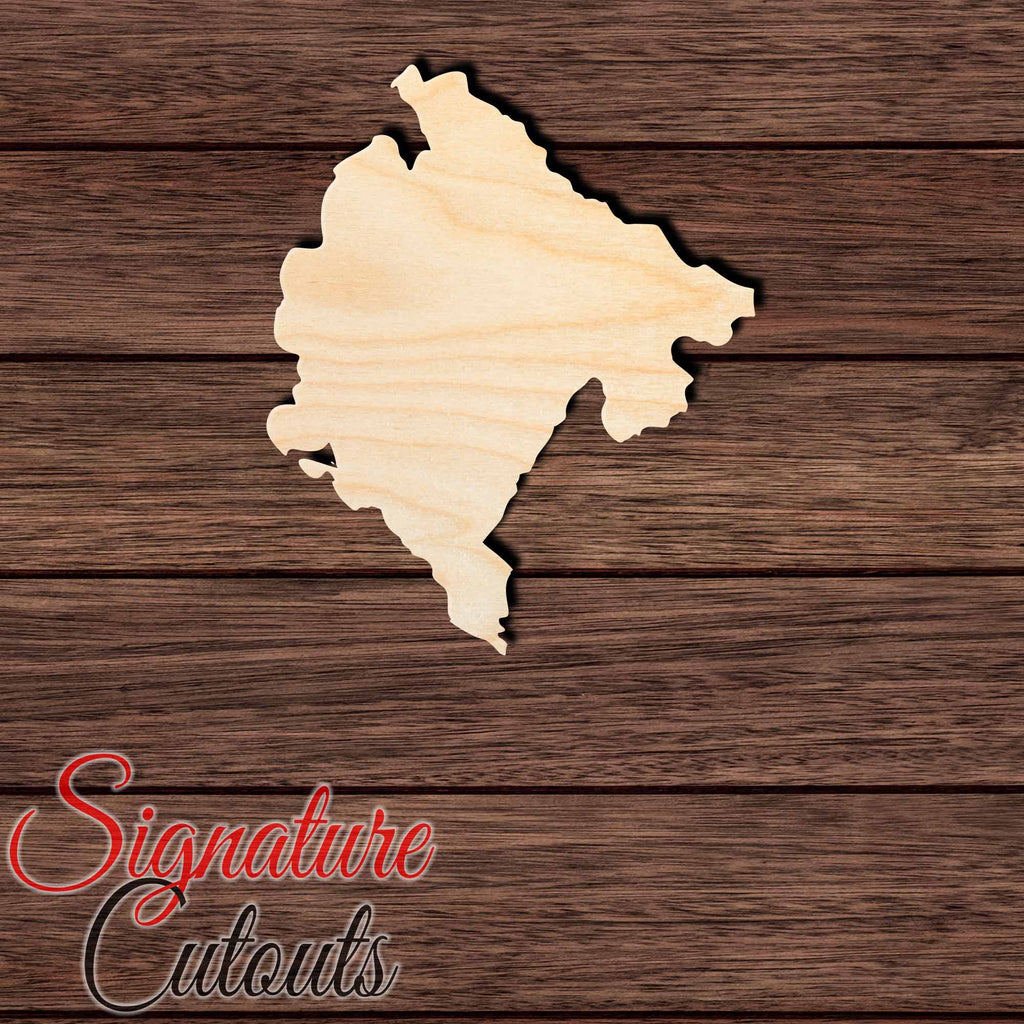 Montenegro Shape Cutout in Wood, Acrylic or Acrylic Mirror Craft Shapes & Bases Signature Cutouts