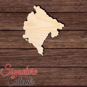 Montenegro Shape Cutout in Wood, Acrylic or Acrylic Mirror Craft Shapes & Bases Signature Cutouts