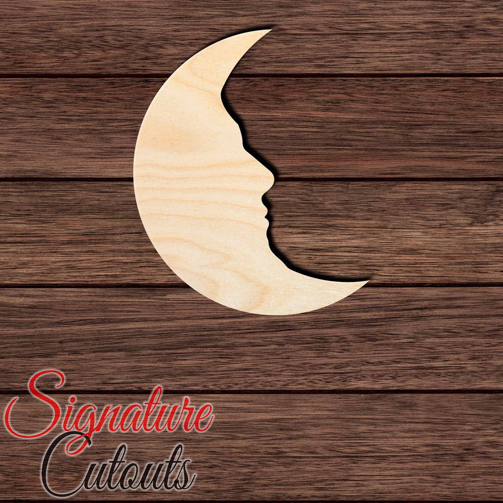 Moon Face 001 Shape Cutout in Wood, Acrylic or Acrylic Mirror - Signature Cutouts