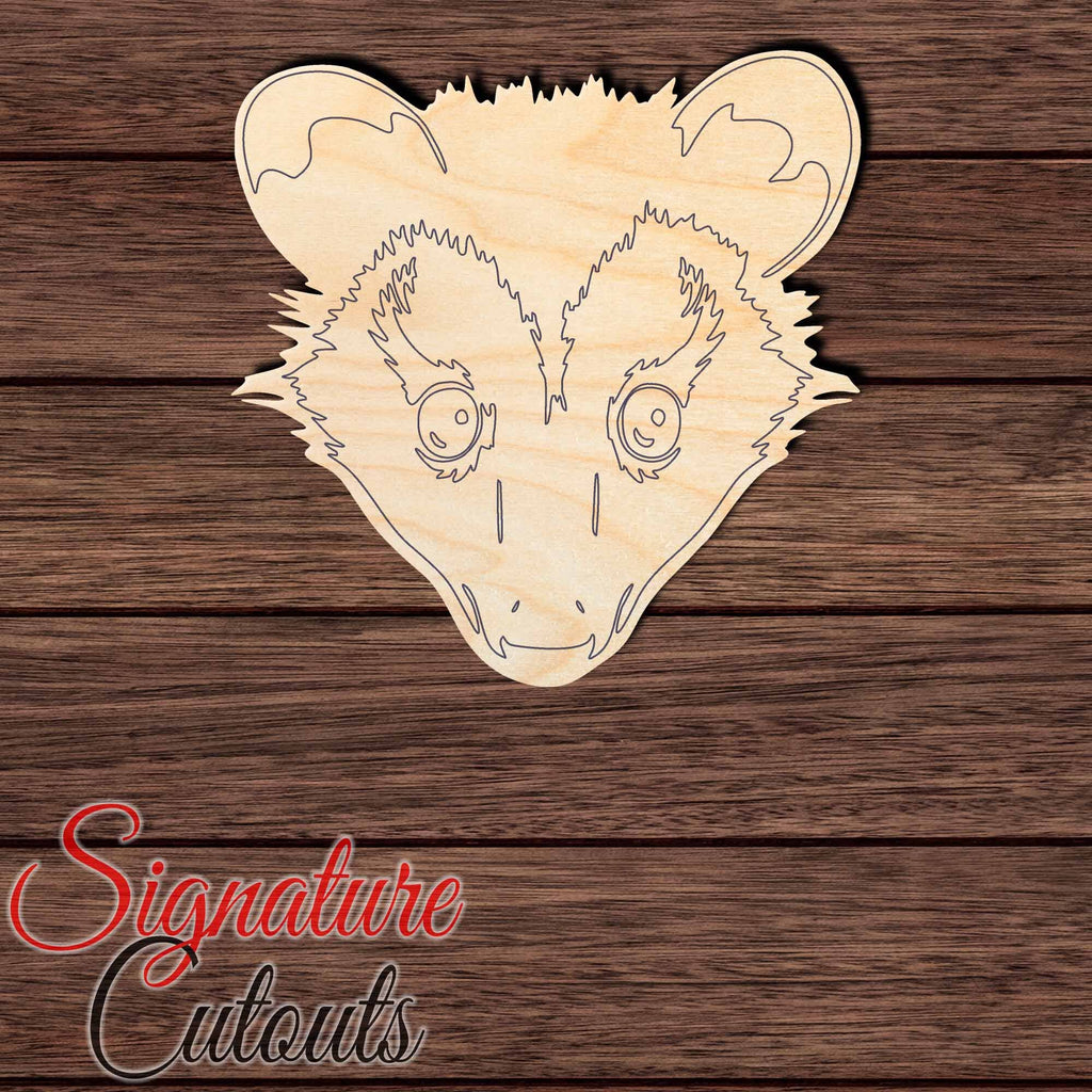 Opossum Head 001 Shape Cutout in Wood, Acrylic or Acrylic Mirror Craft Shapes & Bases Signature Cutouts
