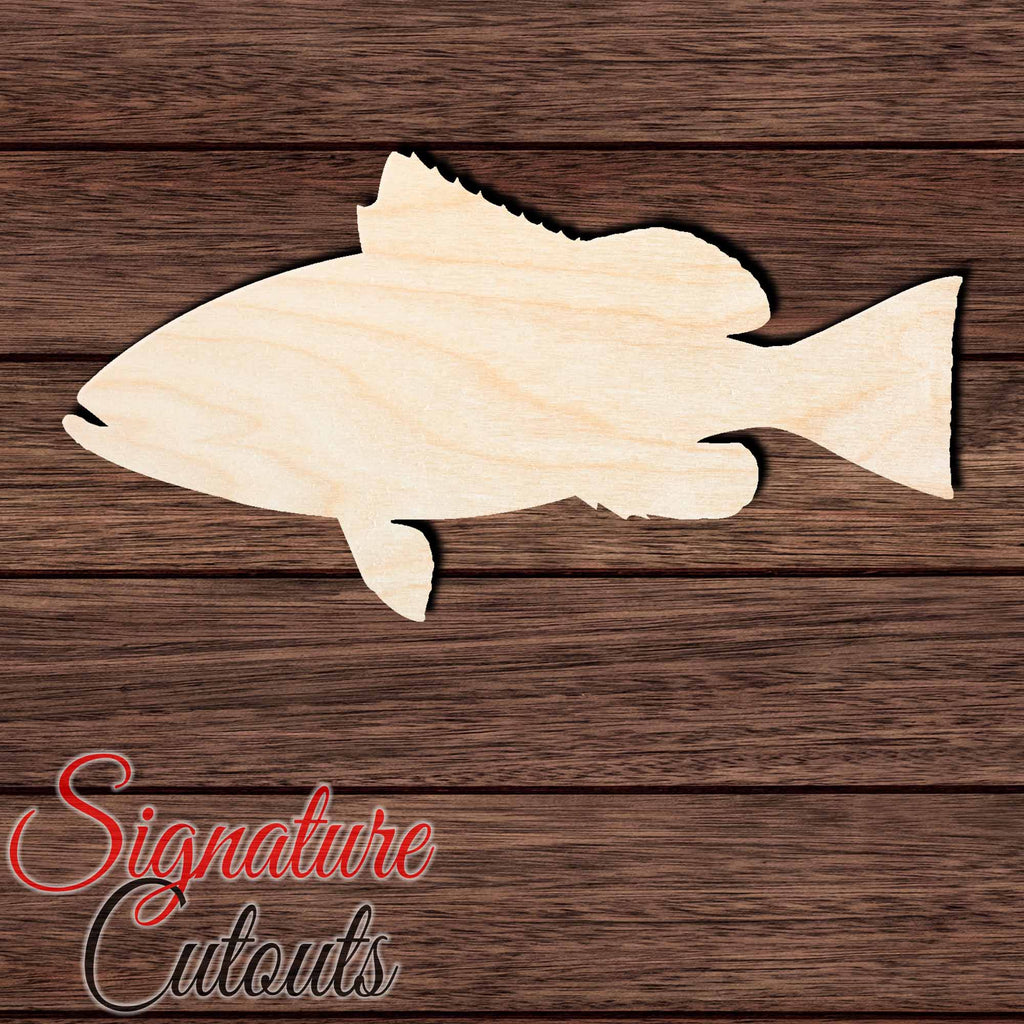 Red Grouper 001 Fish Shape Cutout in Wood, Acrylic or Acrylic Mirror Craft Shapes & Bases Signature Cutouts