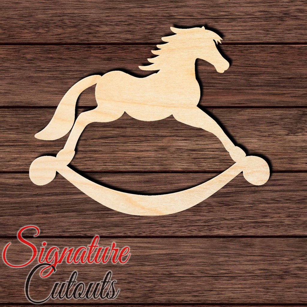 Rocking Horse 004 Shape Cutout in Wood, Acrylic or Acrylic Mirror Craft Shapes & Bases Signature Cutouts