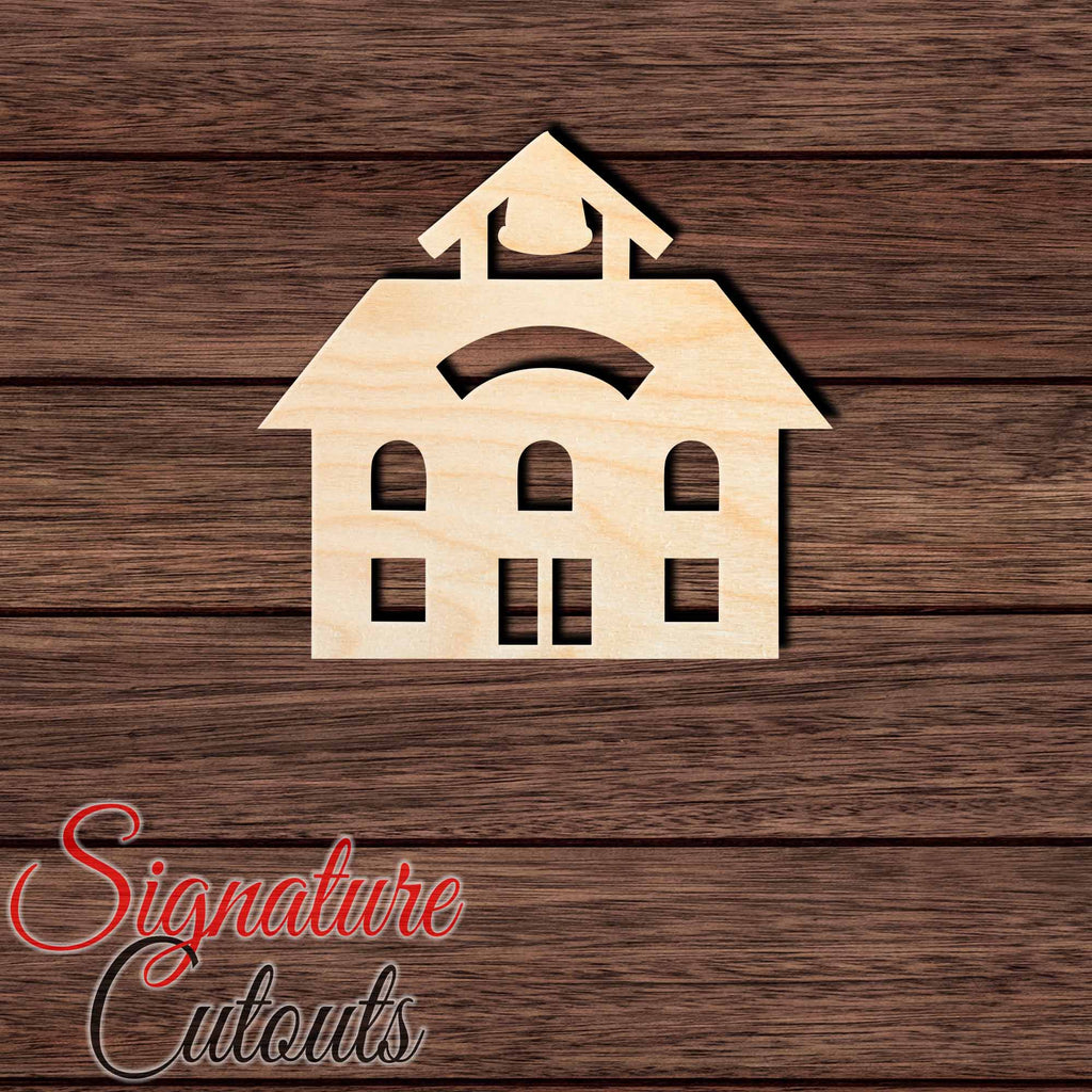 School House 001 Shape Cutout in Wood, Acrylic or Acrylic Mirror - Signature Cutouts