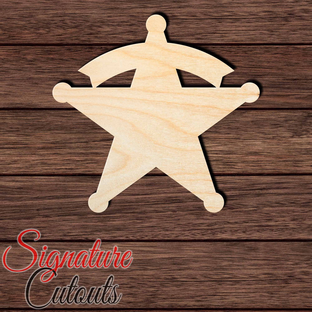 Sheriff Badge 002 Shape Cutout in Wood, Acrylic or Acrylic Mirror - Signature Cutouts