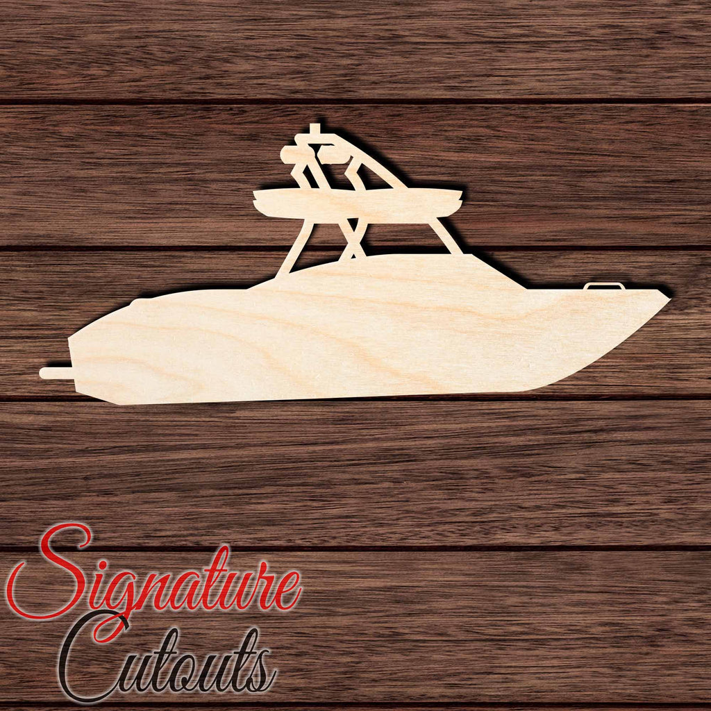Ski Boat 001 Shape Cutout in Wood, Acrylic or Acrylic Mirror Craft Shapes & Bases Signature Cutouts