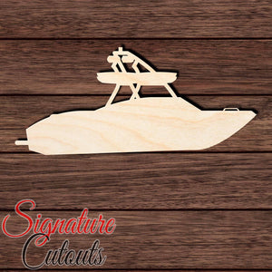 Ski Boat 001 Shape Cutout in Wood, Acrylic or Acrylic Mirror Craft Shapes & Bases Signature Cutouts