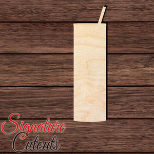 Skinny Tumbler with (straw to right) Shape Cutout in Wood, Acrylic or Acrylic Mirror - Signature Cutouts
